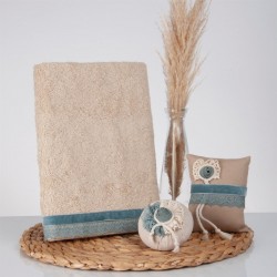 Arya Pamuk Havlu + Süslü Sabun Kutulu Set