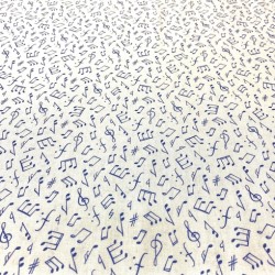 Mavi Beyaz Nota Poplin Kumaş Mavi Beyaz Nota Poplin Kumaş