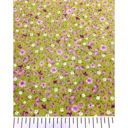 Hardal Somon Minik Çiçek Poplin Kumaş Hardal Somon Minik Çiçek Poplin Kumaş