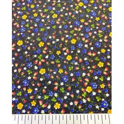 Mavi Siyah Minik Çiçek Poplin Kumaş Mavi Siyah Minik Çiçek Poplin Kumaş