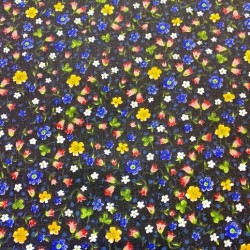 Mavi Siyah Minik Çiçek Poplin Kumaş Mavi Siyah Minik Çiçek Poplin Kumaş