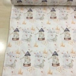 Bej Değirmen Poplin Kumaş