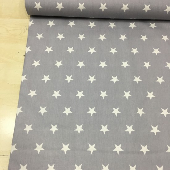 Beyazlı Yıldız Poplin Kumaş