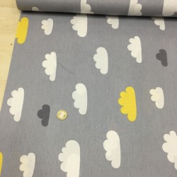 Bulutlar Sarı Poplin Kumaş