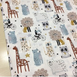 Eğlenceli Hayvanlar Petrol Poplin Kumaş