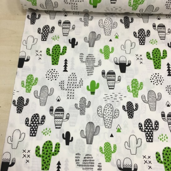 Geometrik Kaktüs Poplin Kumaş