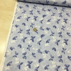 Gölgeli Kelebekler Mavi Poplin Kumaş
