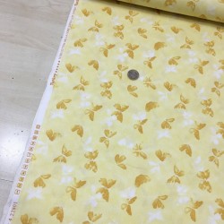 Gölgeli Kelebekler Sarı Poplin Kumaş