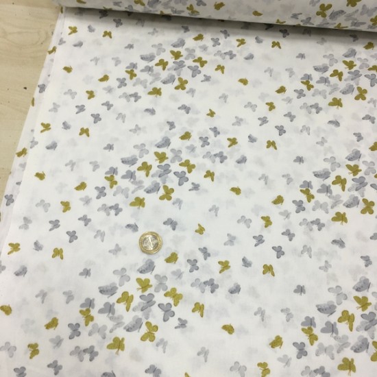 Gri Altın Simli Poplin Kumaş