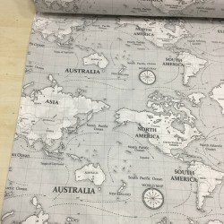 Gri Harita Poplin Kumaş