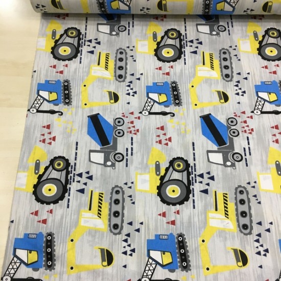 Gri İş Araçları Poplin Kumaş