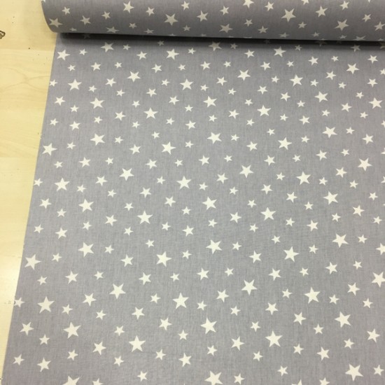 Gri Yıldızlar Poplin Kumaş
