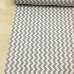 Gri Zigzag Poplin Kumaş