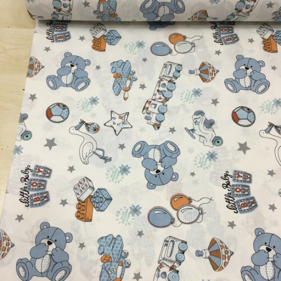 İndigo Ayı Poplin Kumaş