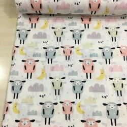 Kuzular Mint Poplin Kumaş