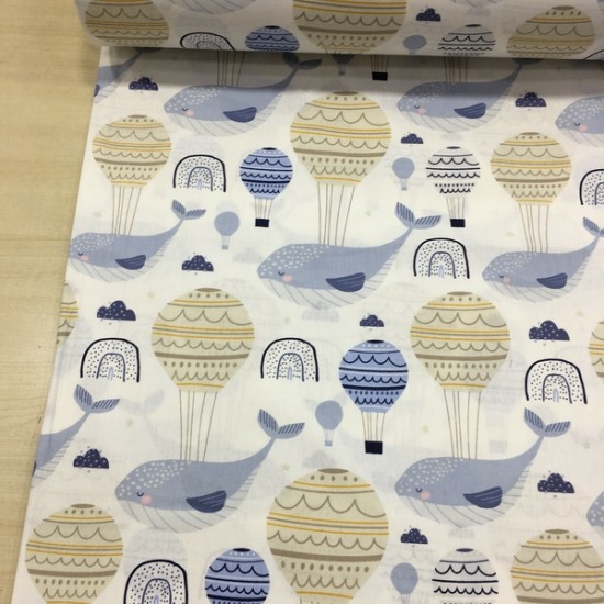 Mavi Balina Poplin Kumaş