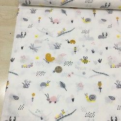 Mini Hayvanlar Sarı Poplin Kumaş