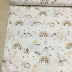 Pastel Gökkuşağı Poplin Kumaş