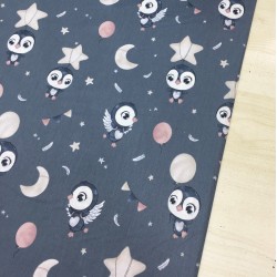 Penguen İndigo Zemin Poplin Kumaş