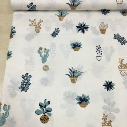 Saksılı Kaktüs Poplin Kumaş
