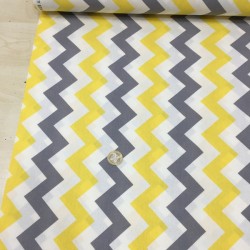 Sarı Gri Zigzag Poplin Kumaş