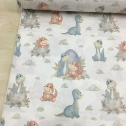 Sevimli Dinazor Petrol Poplin Kumaş