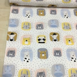 Uykulu Kafalar Pembe Poplin Kumaş