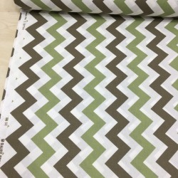 Yeşil Kahve Zigzag Poplin Kumaş