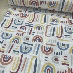 Büyük Gökkuşağı İndigo Sarı Poplin Kumaş