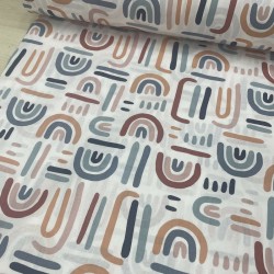 Büyük Gökkuşağı Kiremit Bordo Poplin Kumaş