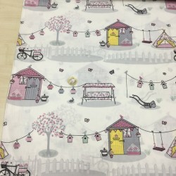 Bahçe Gri  Poplin Kumaş