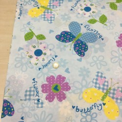 Flower Mavi Poplin Kumaş