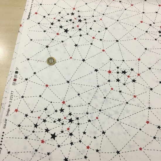 Galaksi Kırmızı Siyah Poplin Kumaş