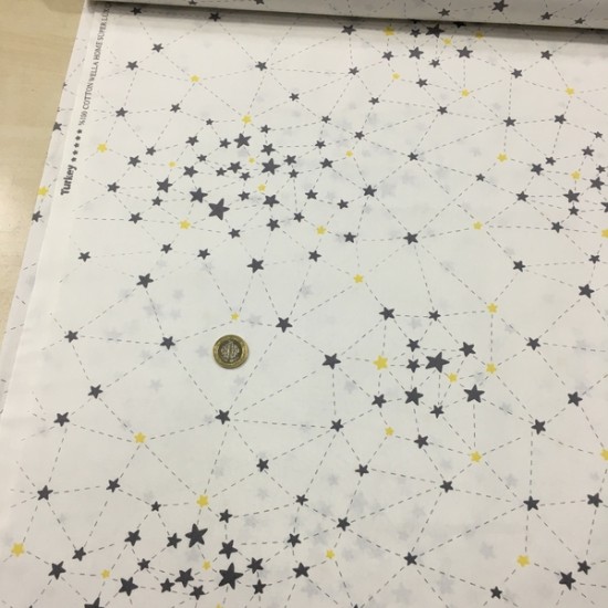 Galaksi Sarı Gri Poplin Kumaş