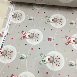 Gri Zemin Renkli Süslü Geyikler Poplin Kumaş