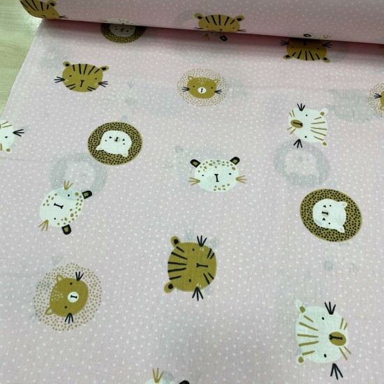 Hardal Kedi Poplin Kumaş