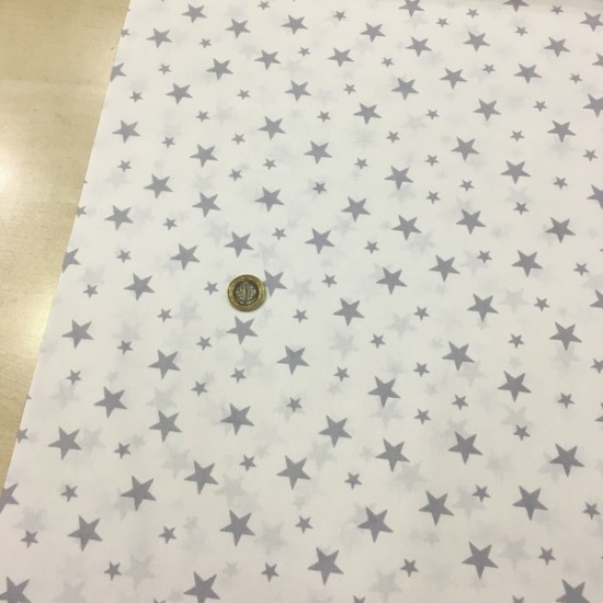 Yıldızlar Açık Gri Poplin Kumaş