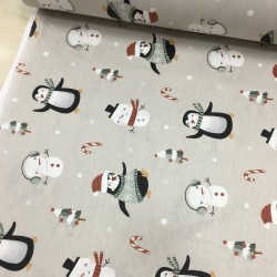 Gri Atkılı Penguen Poplin Kumaş