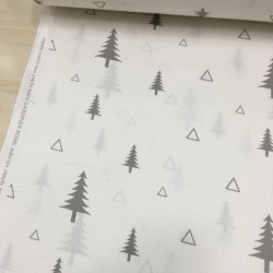 Yılbaşı Gri Çam Poplin Kumaş