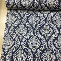 Damask Lacivert Duck Bezi