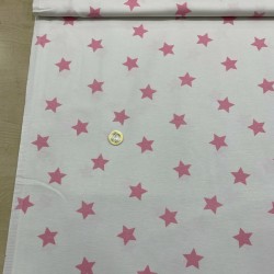 Beyaz Pembeli Yıldız Duck Bezi