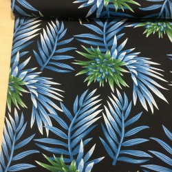 Denim Çiçekli Palmiyeler Duck Bezi