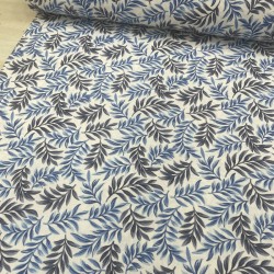 İndigo Gri Yapraklar Duck Bezi