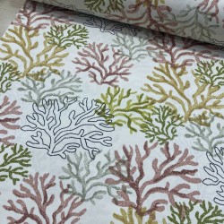 Mercan Desen Yeşil Fuşya Duck Bezi