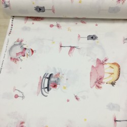 Somon Ceylan Ve Kardan Adam Poplin Kumaş