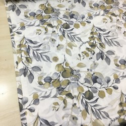 Botanik Gri Poplin Kumaş