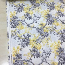 Gül Dalı Sarı Poplin Kumaş