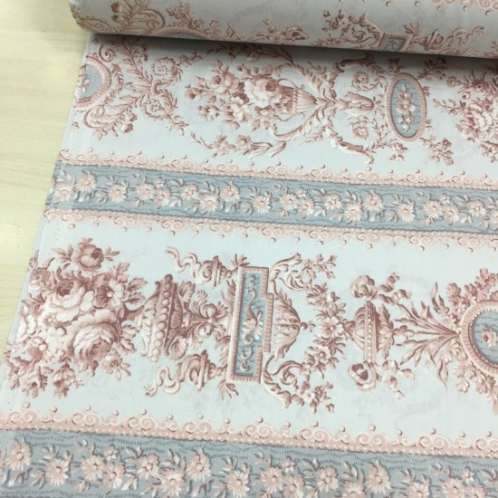 Gül Kurusu Sarmaşıklı Saksı Poplin Kumaş