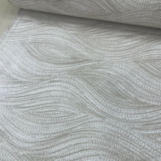 Dalga Desen Bej Poplin Kumaş