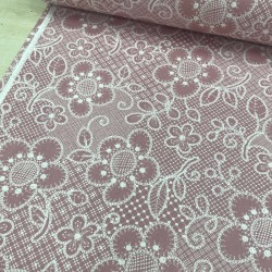 Dantel Çiçek Pudra Poplin Kumaş